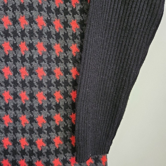 Adolfo Black Red Gray Houndstooth Sweater Sz L Classic Academia Professional - Picture 6 of 9